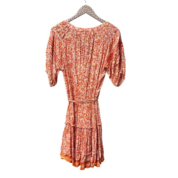 Poupette St Barth Bona Short Sleeve Mini Length Lemon Print Orange Large L - Picture 5 of 14